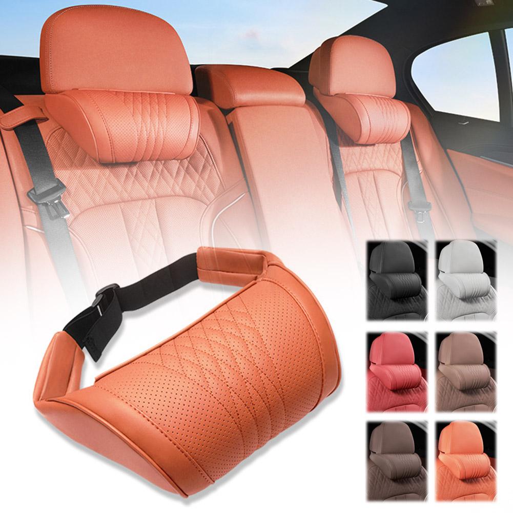 Memory Foam Car Neck Pillow Lumbar Support - Lüks Deri Araba Baş Dayama Yastığı,