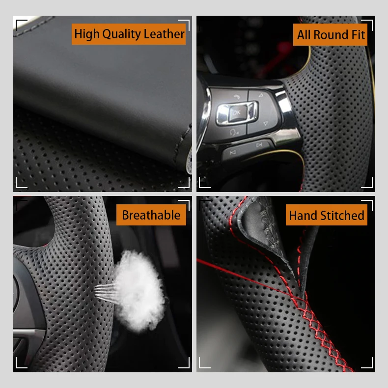 Jaguar XFL XE XJL F-PACE XKR i - Car Steering Wheel Cover Anti Slip Breathable incelemesi ve fiyatı