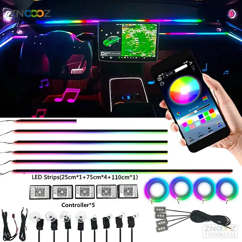 18IN1 Neon araba iç ortam ışık - Led Ambient Interior Car Lights App Control incelemesi ve fiyatı